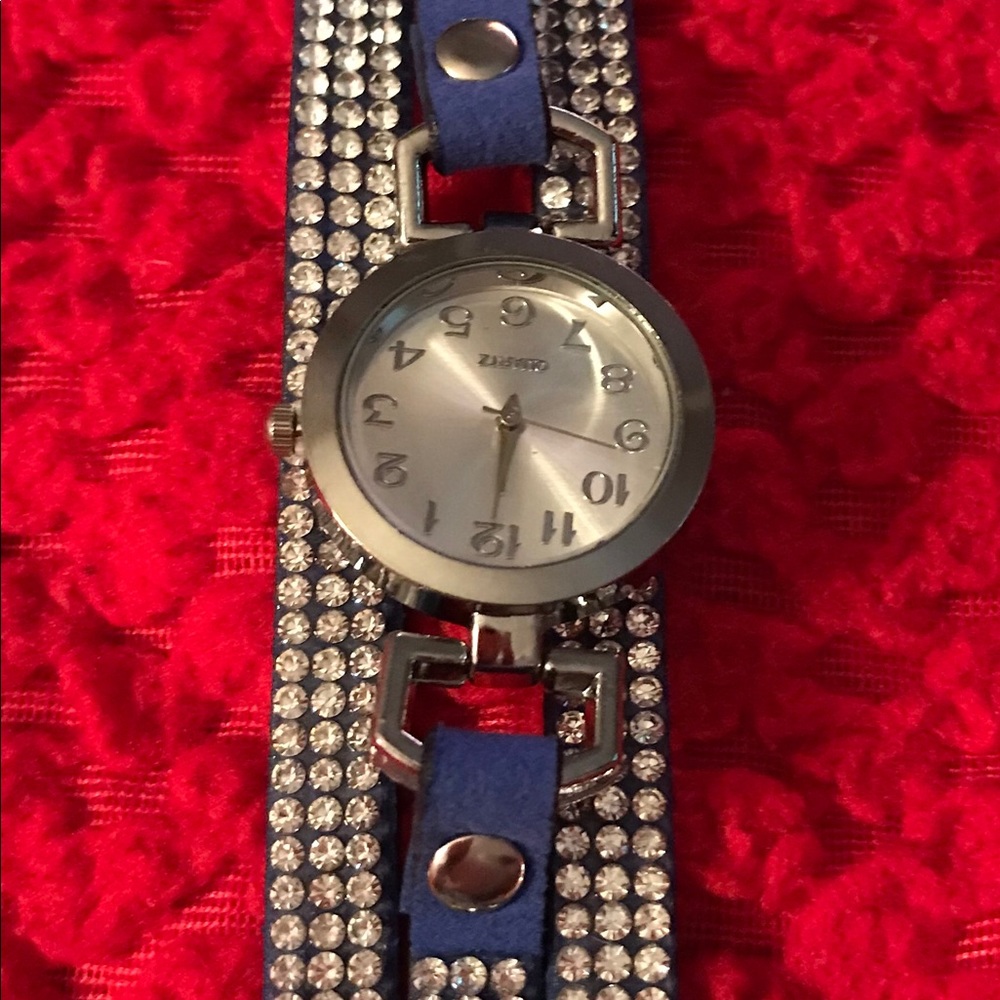 Blue bling fashion watch
